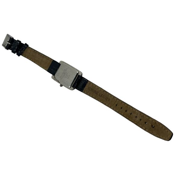 Vintage Jaclyn Smith Classic Square Face Watch Black Leather Band Silver Case - Picture 7 of 7